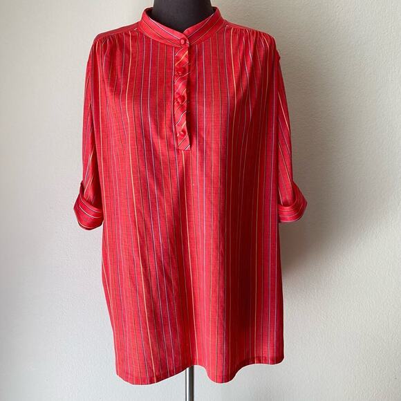 Tiger Lily sz L VINTAGE stripped 70s polyester blouse - Picture 1 of 9